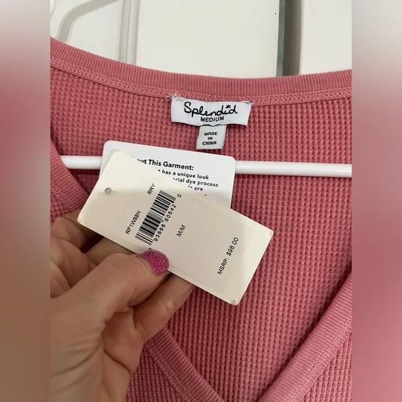 Splendid Waffle Knit Henley Top in an ombré pink - Picture 2 of 5